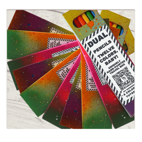 Dual Coloring Pencils (12 Colors) - Spray Painted