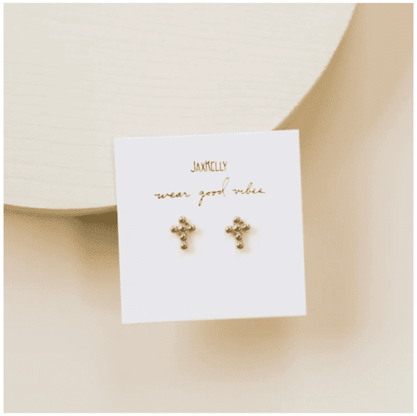 JAXKELLY Cross Stud Earrings - Gold