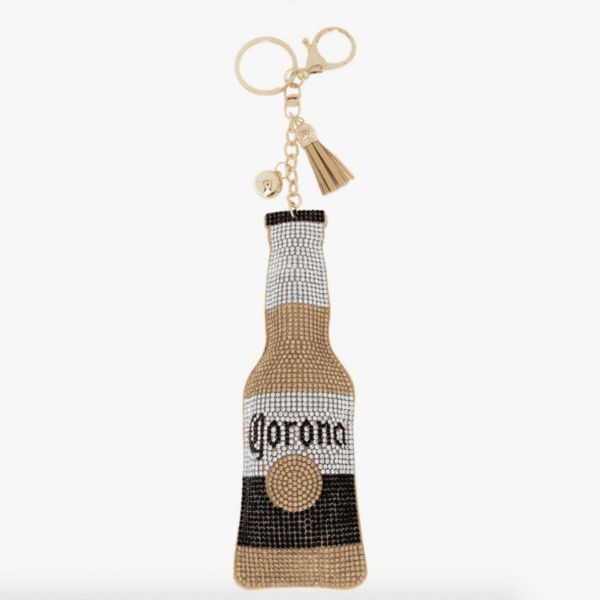 Rhinestone Corona Bottle Keychain