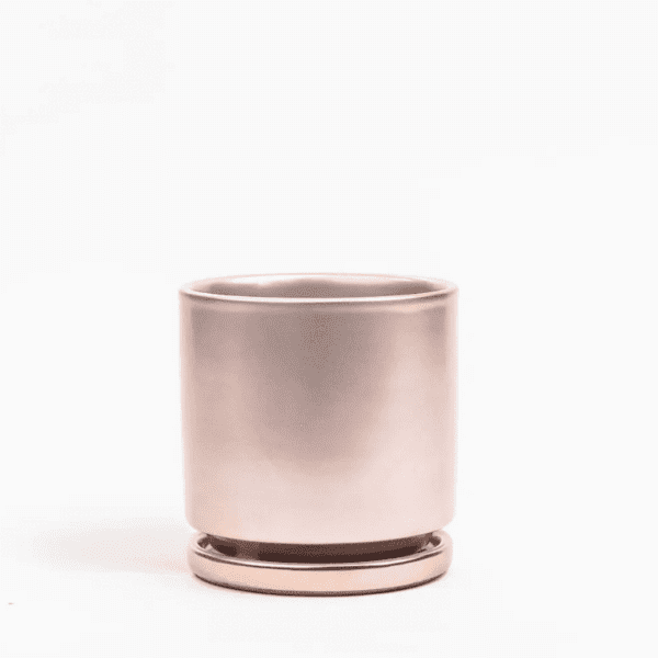 4.5" Gemstone Cylinder Pot / Rose Gold