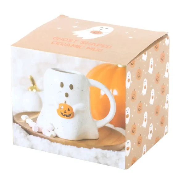 Ghost Shaped Halloween Mug with Pumpkin - Image 5